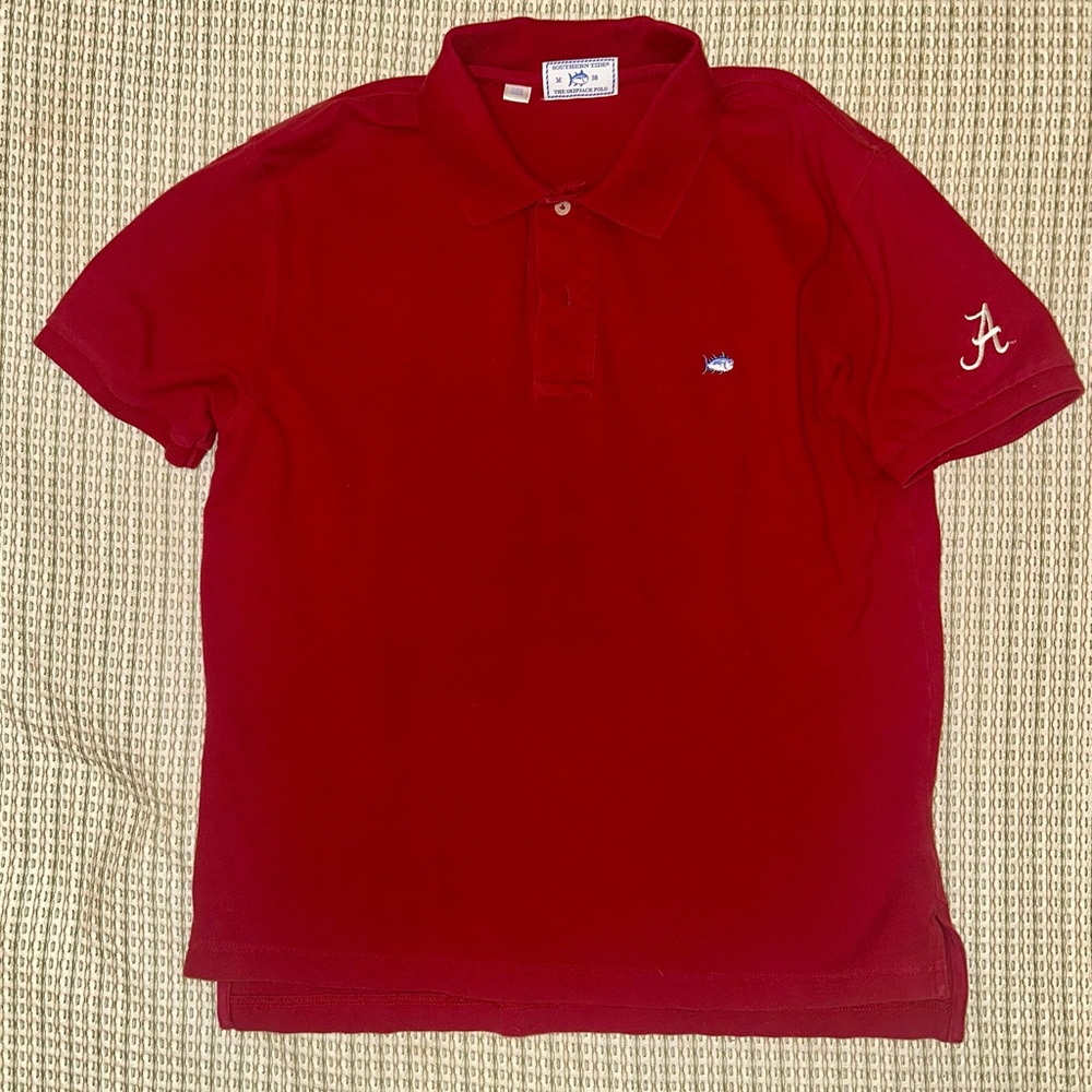 Southern Tide Shirt Mens Medium M Skipjack Red Polo Golf Alabama Crimson Tide